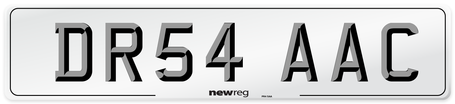 DR54 AAC Number Plate from New Reg